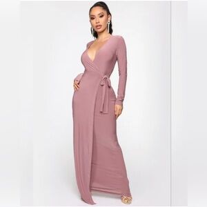 Fashion Nova Pink and Purple Long Sleeve Dress
